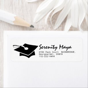 Graduation Cap Script Return Address Label