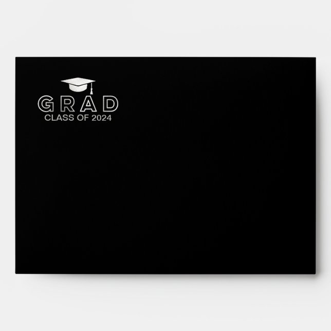 Graduation Cap Silver Foil & Black Elegant Grad Envelopes (Front)
