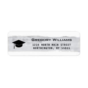 Graduation Cap Silver Watercolor Return Address Label