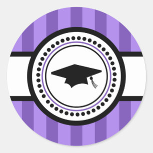Graduation Cap Stripes Label (Purple)