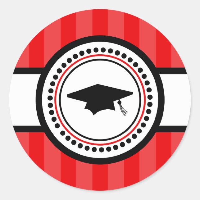 Graduation Cap Stripes Label (Red) (Front)