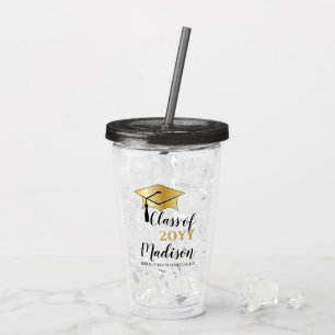 Graduation Cap - Tassel Black Gold Class Year Acrylic Tumbler