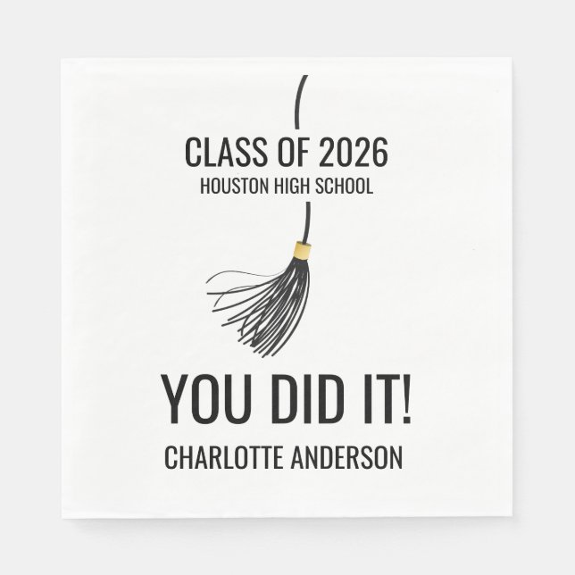 Graduation Cap Tassel Paper Napkin (Front)