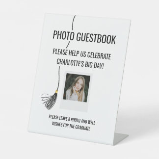 Graduation Cap Tassel Photo Guest Book Pedestal Sign