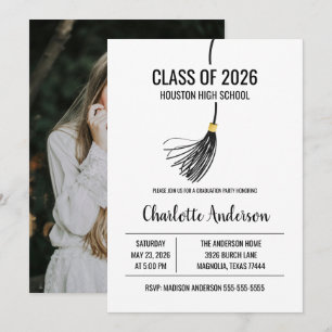 Graduation Cap Tassel Photo Invitation