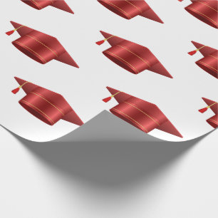 Graduation Cap Tassle Red  Wrapping Paper