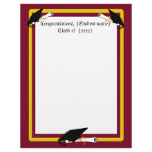 Graduation Cap Tilt - School Colours Red & Gold