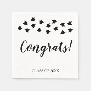Graduation cap toss congrats custom class year napkin