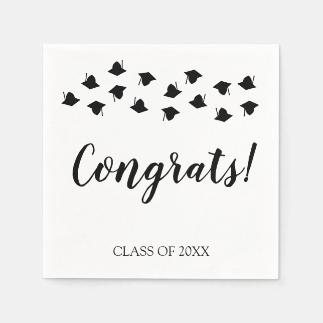 Graduation cap toss congrats custom class year napkin (Front)
