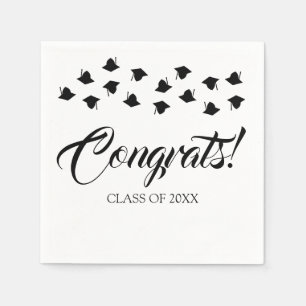 Graduation cap toss congrats custom class year napkin