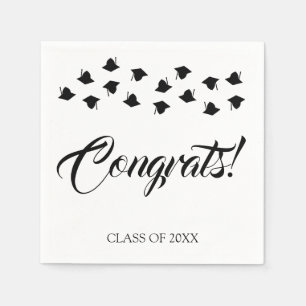 Graduation cap toss congrats custom class year napkin