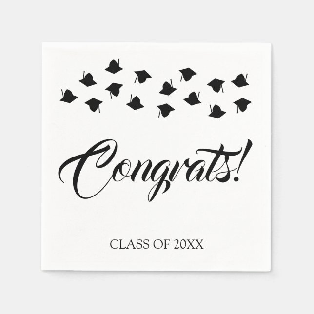 Graduation cap toss congrats custom class year napkin (Front)