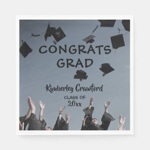 Graduation Cap Toss   Personalised Napkin