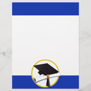 Graduation Cap w/Diploma - Dark Blue Background Flyer