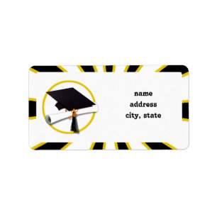 Graduation Cap w/Diploma - Gold & Black Label