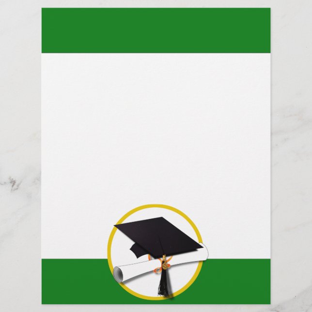 Graduation Cap w/Diploma - Green Background Flyer (Front)