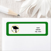 Graduation Cap w/Diploma - Green Background Return Address Label (Insitu)