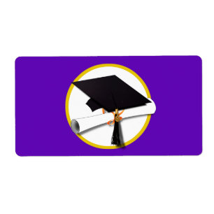 Graduation Cap w/Diploma - Purple Background