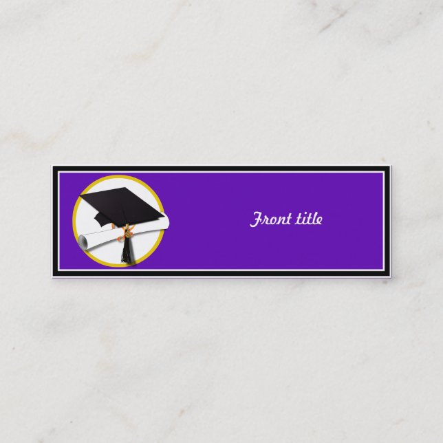 Graduation Cap w/Diploma - Purple Background Calling Card (Front)