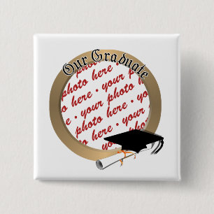 Graduation Cap w/Gold Frame 15 Cm Square Badge