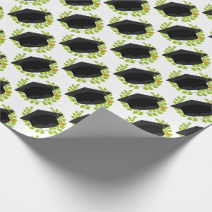 Graduation Cap with Foliage Wrapping Paper