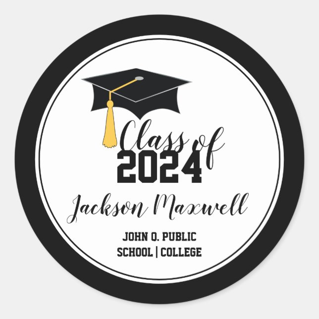 Graduation Cap with Tassel Class of 2023  Classic Round Sticker (Front)