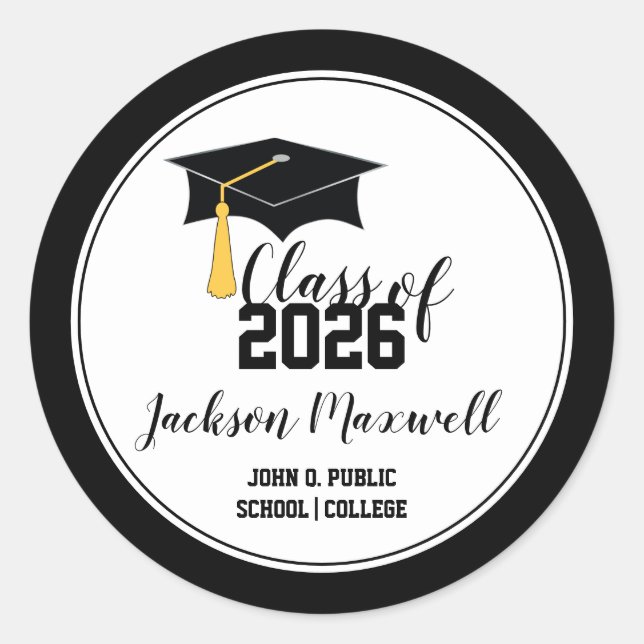 Graduation Cap with Tassel Class of 2023  Classic Round Sticker (Front)