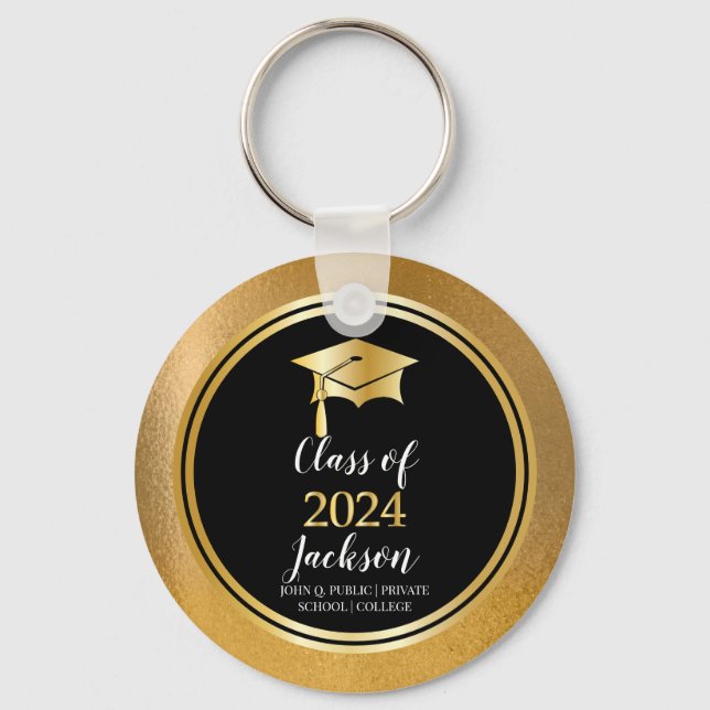 Graduation Cap with Tassel Class Year Key Ring (Front)