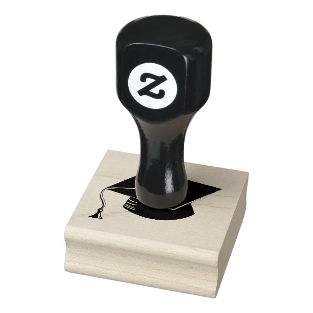 Graduation Cap Wood Rubber stamp (Stamp)