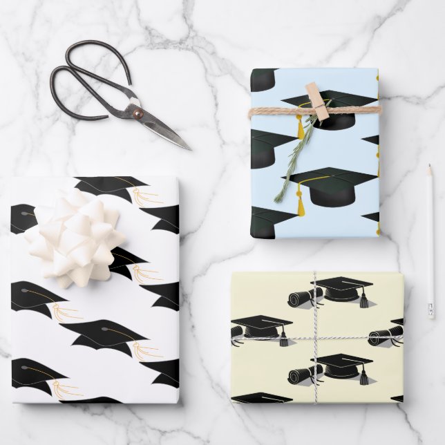 Graduation Caps Graduation  Wrapping Paper Sheet (Front)