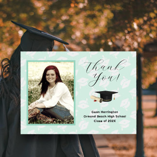 Graduation Caps Photo Thank You Message Cards