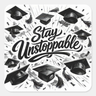 Graduation Caps with Motivational Text Square Sticker
