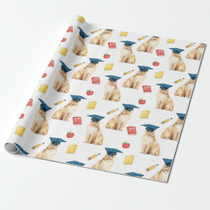 Graduation Cat Wrapping Paper, Small Pattern Wrapping Paper