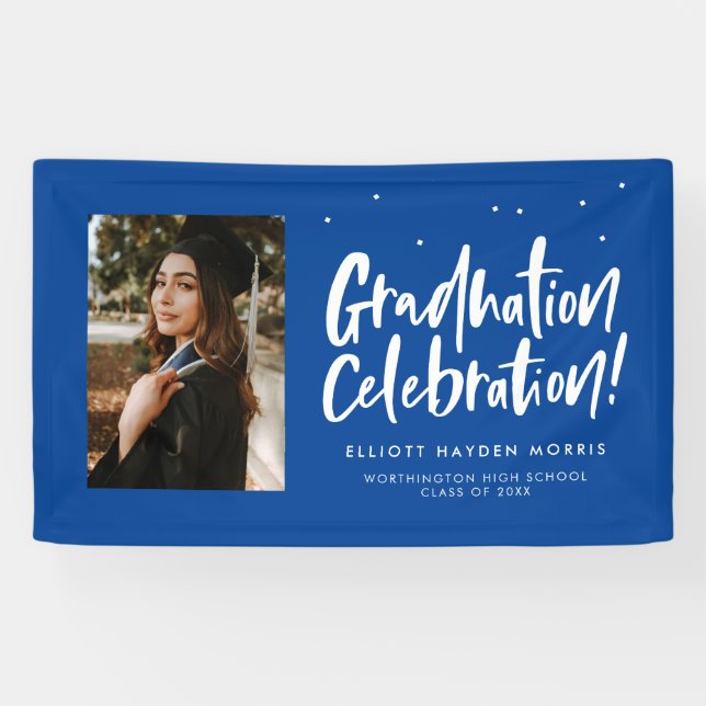 Graduation celebration blue graduate party photo banner (Horizontal)
