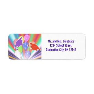 Graduation Celebration Caps and Balloons Return Address Label