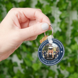 Graduation Celebration Classic Style Navy Key Ring
