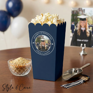Graduation Celebration Classic Style Popcorn Navy Favour Box