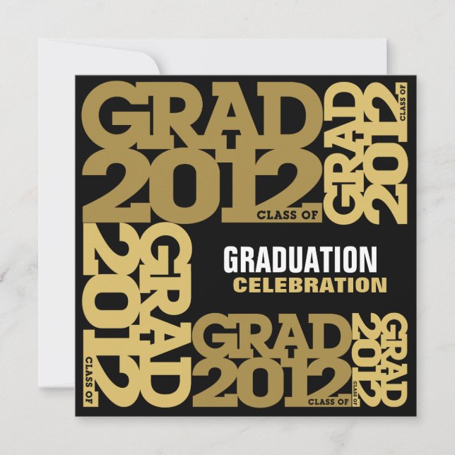 Graduation Celebration Invitation 2012 Gold 4 (Front)