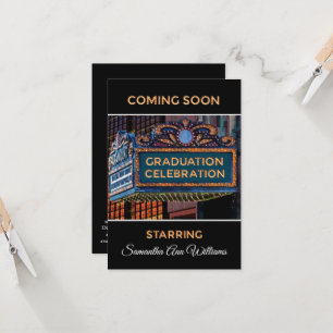 Graduation Celebration invitation on Movie Marquee