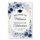 Graduation Celebration Navy Blue Flowers Welcome