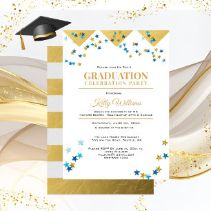 Graduation Celebration Party, Gold, Name, Invitation