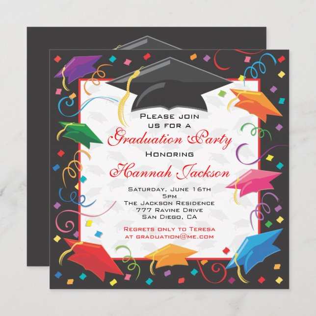 Graduation Celebration Party Invitation Card (Front/Back)