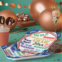 Graduation Celebration Personalise School Colours Paper Plate
