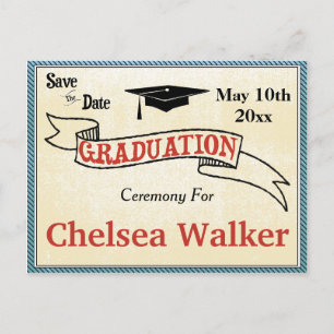Graduation Ceremony Or Party Save The Date Announcement Postcard