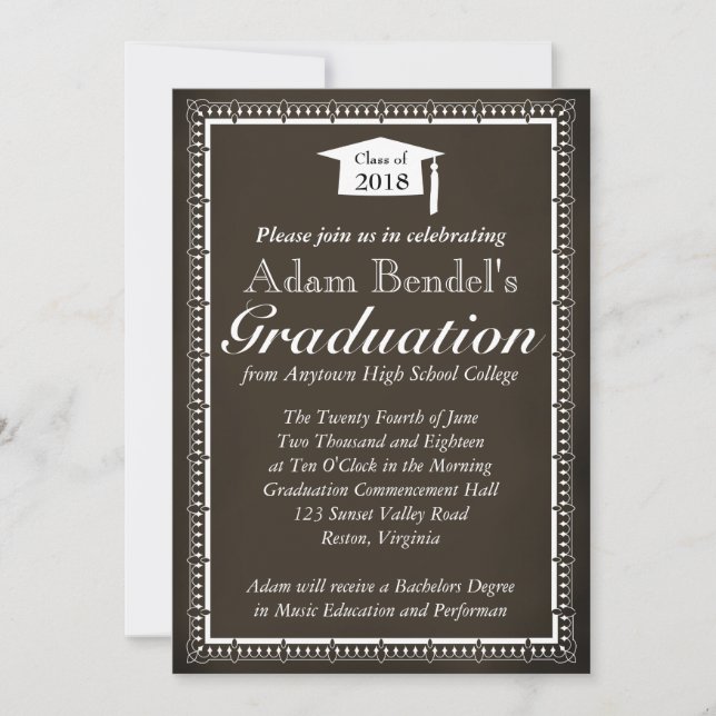 Graduation Certificate Announcement - Chalkboard (Front)
