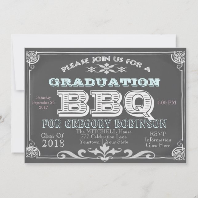 Graduation Chalkboard BBQ Invitations (Front)