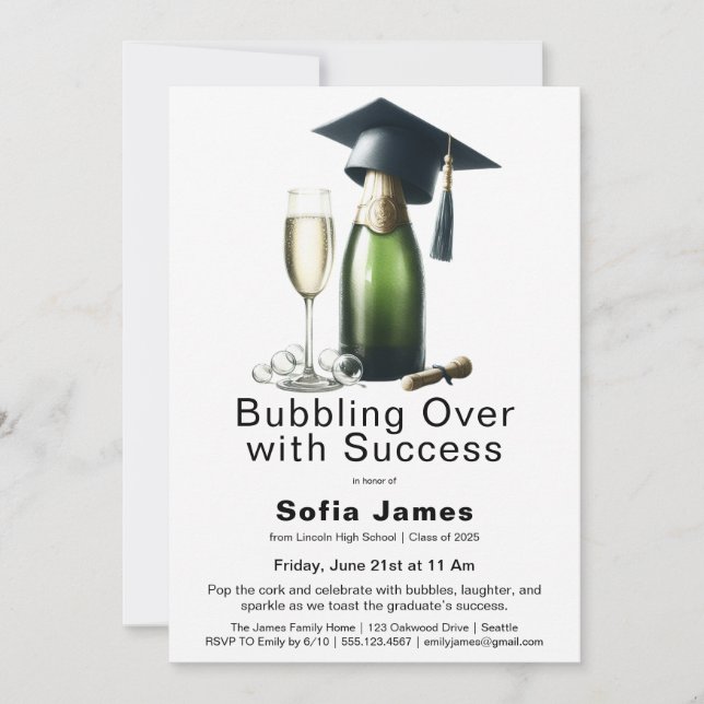 Graduation Champagne Celebration Invitation (Front)