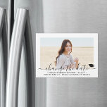Graduation Change the Date Chic Photo Postponement Magnetic Invitation<br><div class="desc">If unexpected circumstances have caused a postponement or cancellation of your graduation party, inform family and friends of the change in plans with these simple modern minimalist save the new date magnetic invitations. Text is simple to customise to include graduate name, class year, school, or other event details. (IMAGE PLACEMENT...</div>