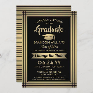 Graduation Change the Date Postponement Black Gold Save The Date