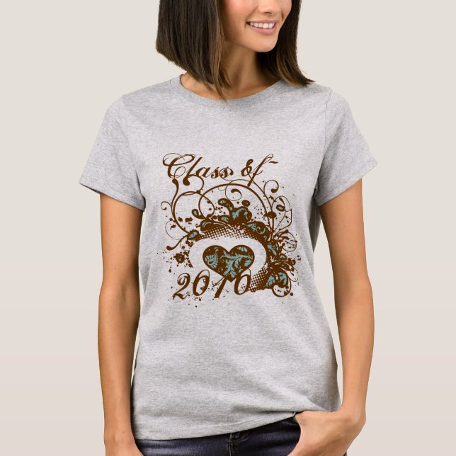 Graduation Change Year Whimsical Wing Heart Swirls T-Shirt (Front)